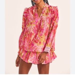 LoveShackFancy Pink Floral Ronalda Fairy Coquette Blouse